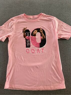 Boys Pink Short Sleeve Tee - MESSI G.O.A.T. Graphic t-shirt